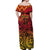 New Zealand Rangatira Custom Off Shoulder Maxi Dress Red and Gold Niho Taniwha Maori Tribal