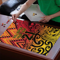 New Zealand Rangatira Custom Puzzle Red and Gold Niho Taniwha Maori Tribal - Polynesian Pride