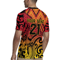 New Zealand Rangatira Custom Rugby Jersey Red and Gold Niho Taniwha Maori Tribal