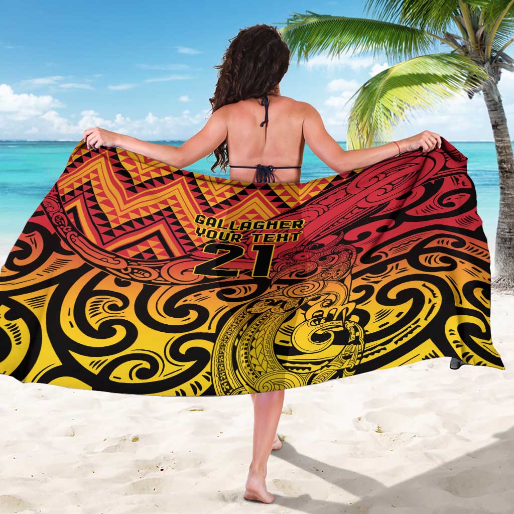 New Zealand Rangatira Custom Sarong Red and Gold Niho Taniwha Maori Tribal