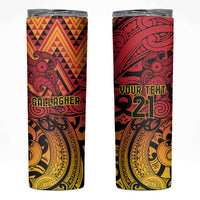 New Zealand Rangatira Custom Skinny Tumbler Red and Gold Niho Taniwha Maori Tribal