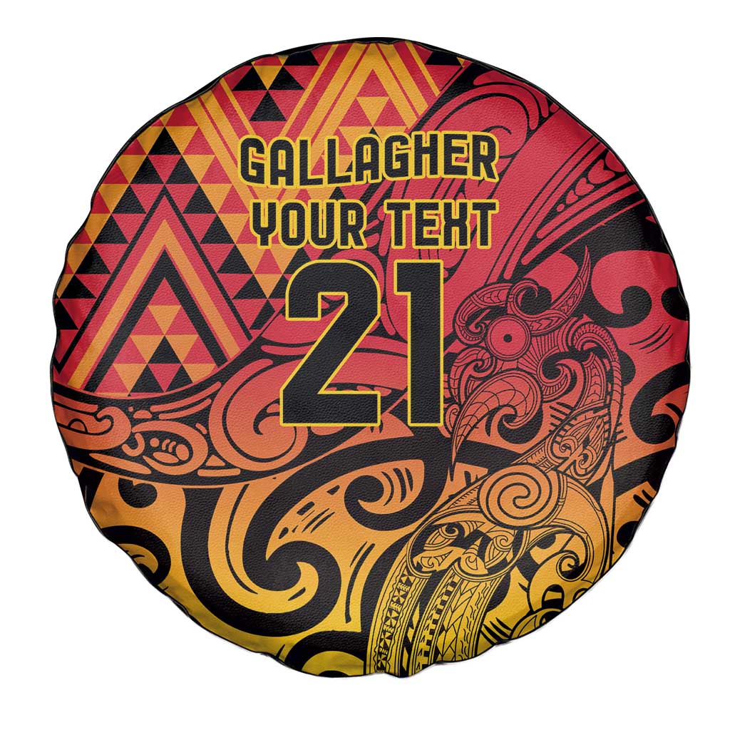 New Zealand Rangatira Custom Spare Tire Cover Red and Gold Niho Taniwha Maori Tribal