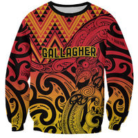 New Zealand Rangatira Custom Sweatshirt Red and Gold Niho Taniwha Maori Tribal