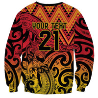 New Zealand Rangatira Custom Sweatshirt Red and Gold Niho Taniwha Maori Tribal