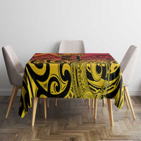 New Zealand Rangatira Custom Tablecloth Red and Gold Niho Taniwha Maori Tribal
