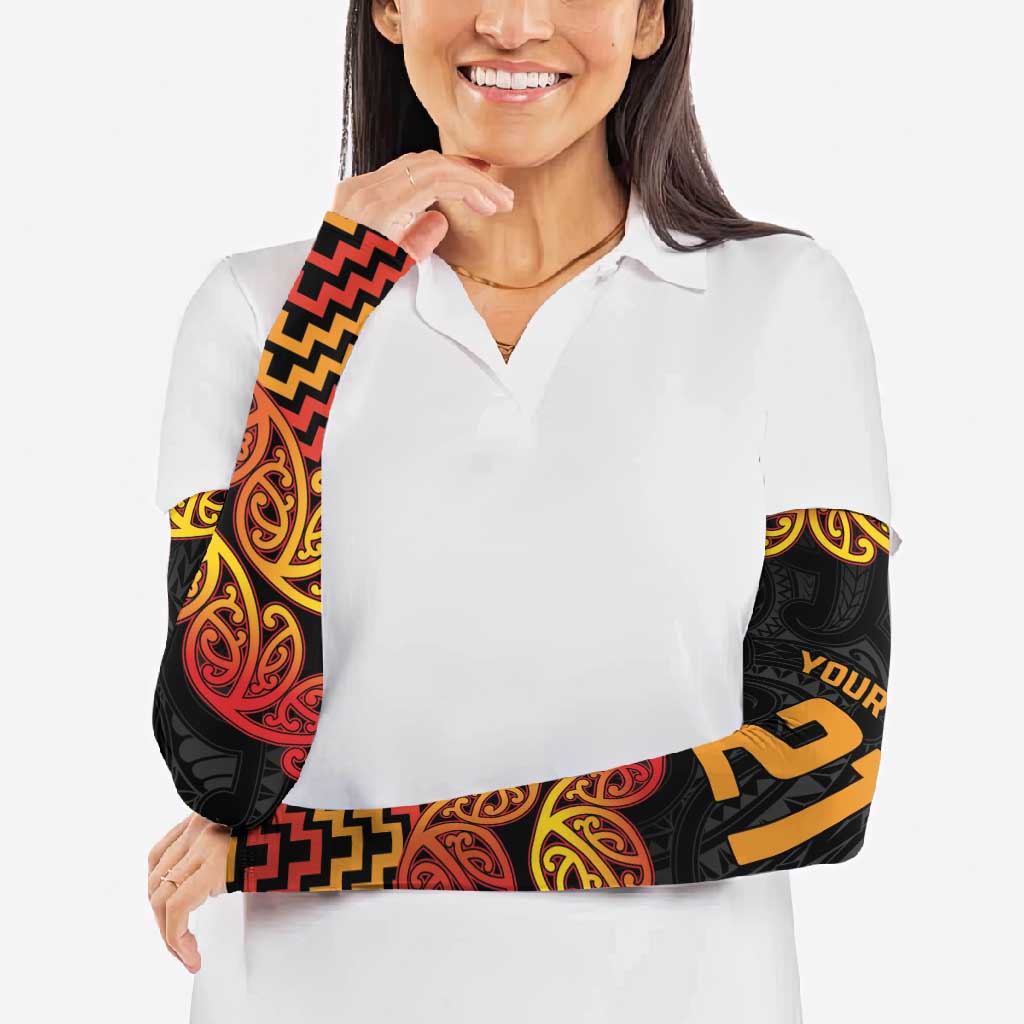 New Zealand Rugby Pacific Custom Arm Sleeves Rangatira Maori Kowhaiwhai Pattern - Polynesian Pride