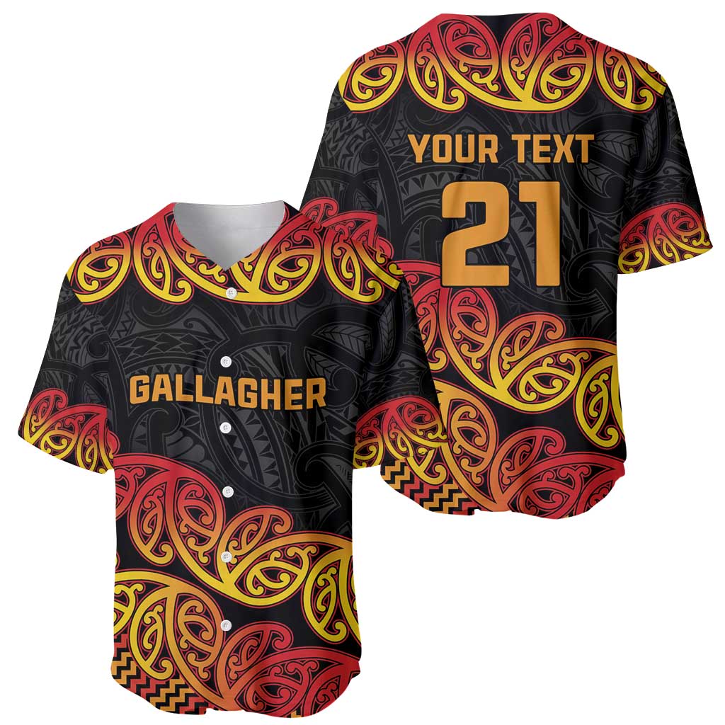 New Zealand Rugby Pacific Custom Baseball Jersey Rangatira Maori Kowhaiwhai Pattern