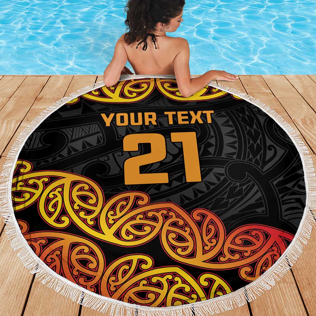 New Zealand Rugby Pacific Custom Beach Blanket Rangatira Maori Kowhaiwhai Pattern