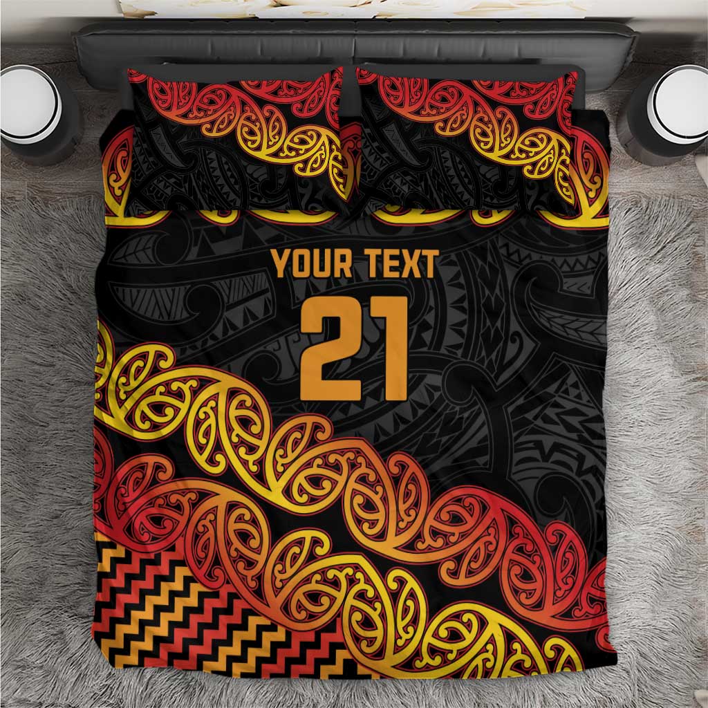 New Zealand Rugby Pacific Custom Bedding Set Rangatira Maori Kowhaiwhai Pattern