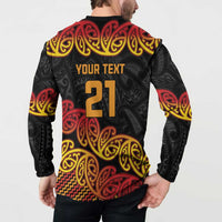 New Zealand Rugby Pacific Custom Button Sweatshirt Rangatira Maori Kowhaiwhai Pattern