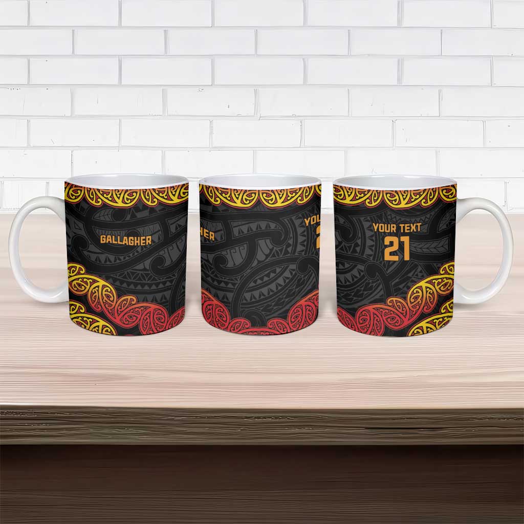 New Zealand Rugby Pacific Custom Ceramic Mug Rangatira Maori Kowhaiwhai Pattern - Polynesian Pride