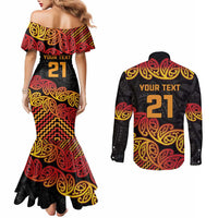 New Zealand Rugby Pacific Custom Couples Matching Mermaid Dress and Long Sleeve Button Shirt Rangatira Maori Kowhaiwhai Pattern
