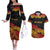 New Zealand Rugby Pacific Custom Couples Matching Off The Shoulder Long Sleeve Dress and Hawaiian Shirt Rangatira Maori Kowhaiwhai Pattern