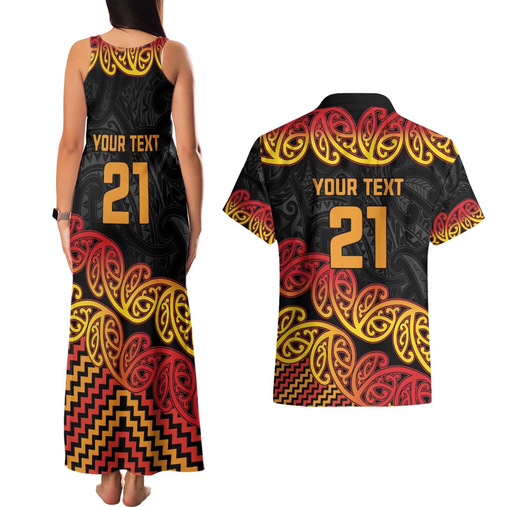 New Zealand Rugby Pacific Custom Couples Matching Tank Maxi Dress and Hawaiian Shirt Rangatira Maori Kowhaiwhai Pattern
