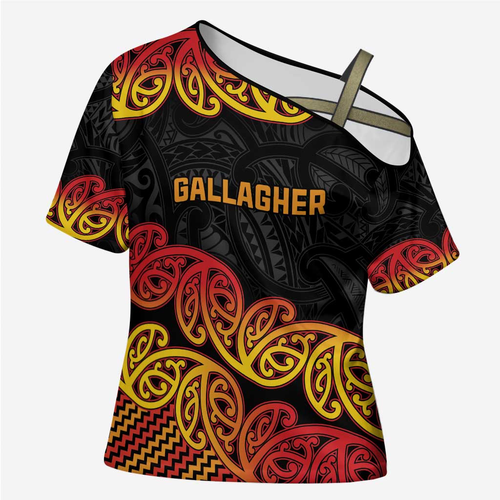 New Zealand Rugby Pacific Custom Cross Shoulder Shirt Rangatira Maori Kowhaiwhai Pattern - Polynesian Pride
