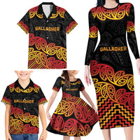New Zealand Rugby Pacific Custom Family Matching Long Sleeve Bodycon Dress and Hawaiian Shirt Rangatira Maori Kowhaiwhai Pattern