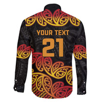New Zealand Rugby Pacific Custom Family Matching Off The Shoulder Long Sleeve Dress and Hawaiian Shirt Rangatira Maori Kowhaiwhai Pattern