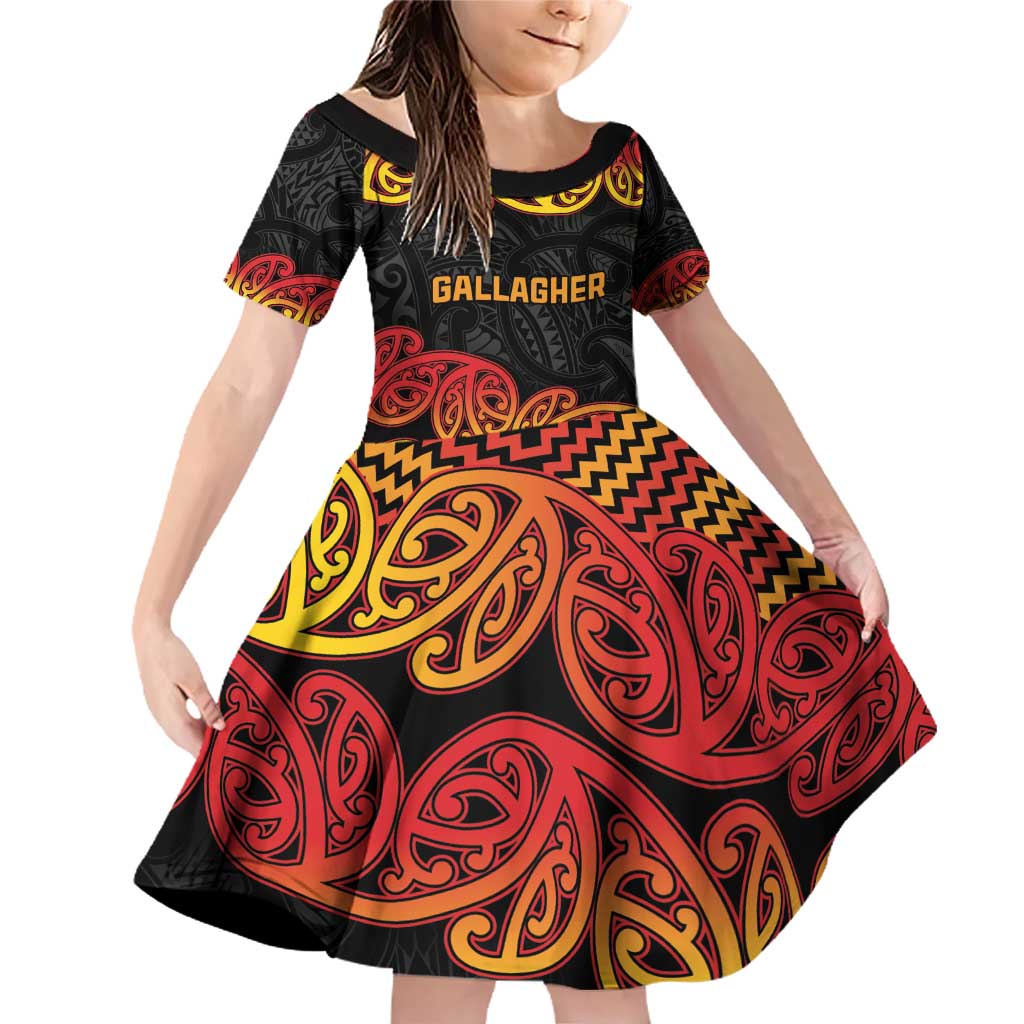 New Zealand Rugby Pacific Custom Family Matching Off Shoulder Short Dress and Hawaiian Shirt Rangatira Maori Kowhaiwhai Pattern
