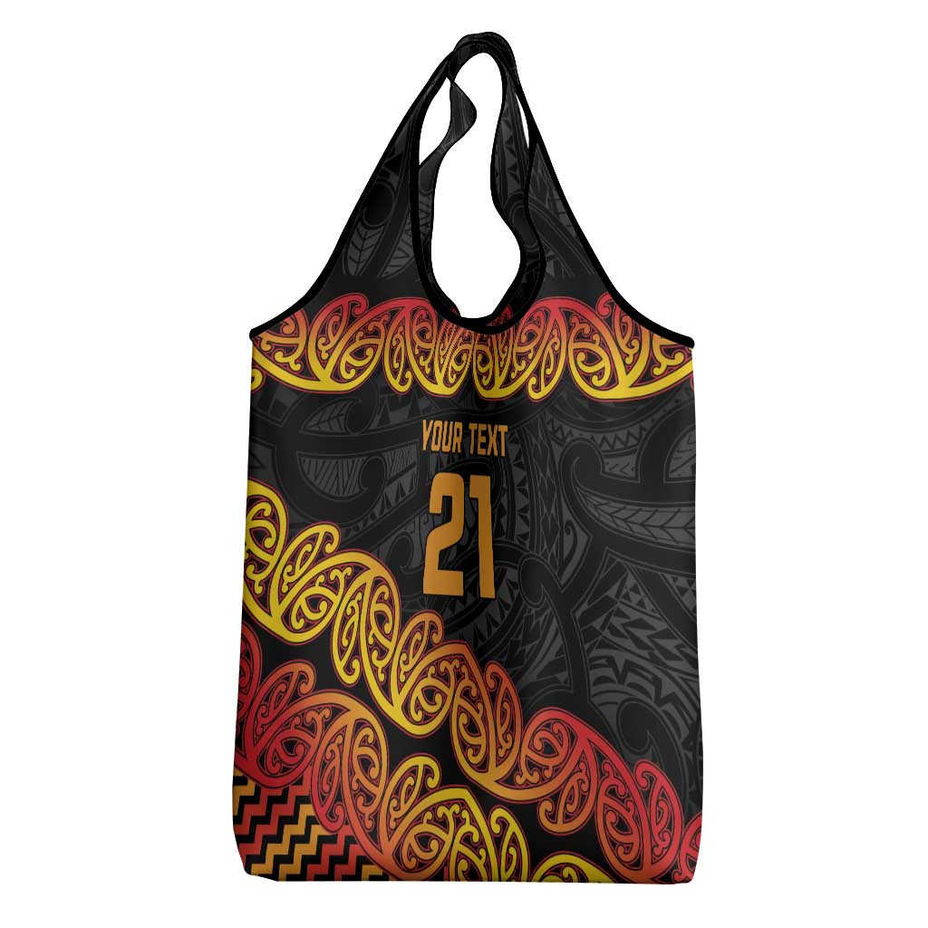 New Zealand Rugby Pacific Custom Grocery Bag Rangatira Maori Kowhaiwhai Pattern