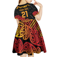 New Zealand Rugby Pacific Custom Kid Short Sleeve Dress Rangatira Maori Kowhaiwhai Pattern