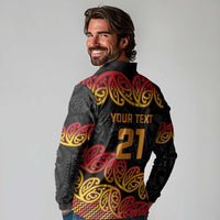 New Zealand Rugby Pacific Custom Long Sleeve Polo Shirt Rangatira Maori Kowhaiwhai Pattern
