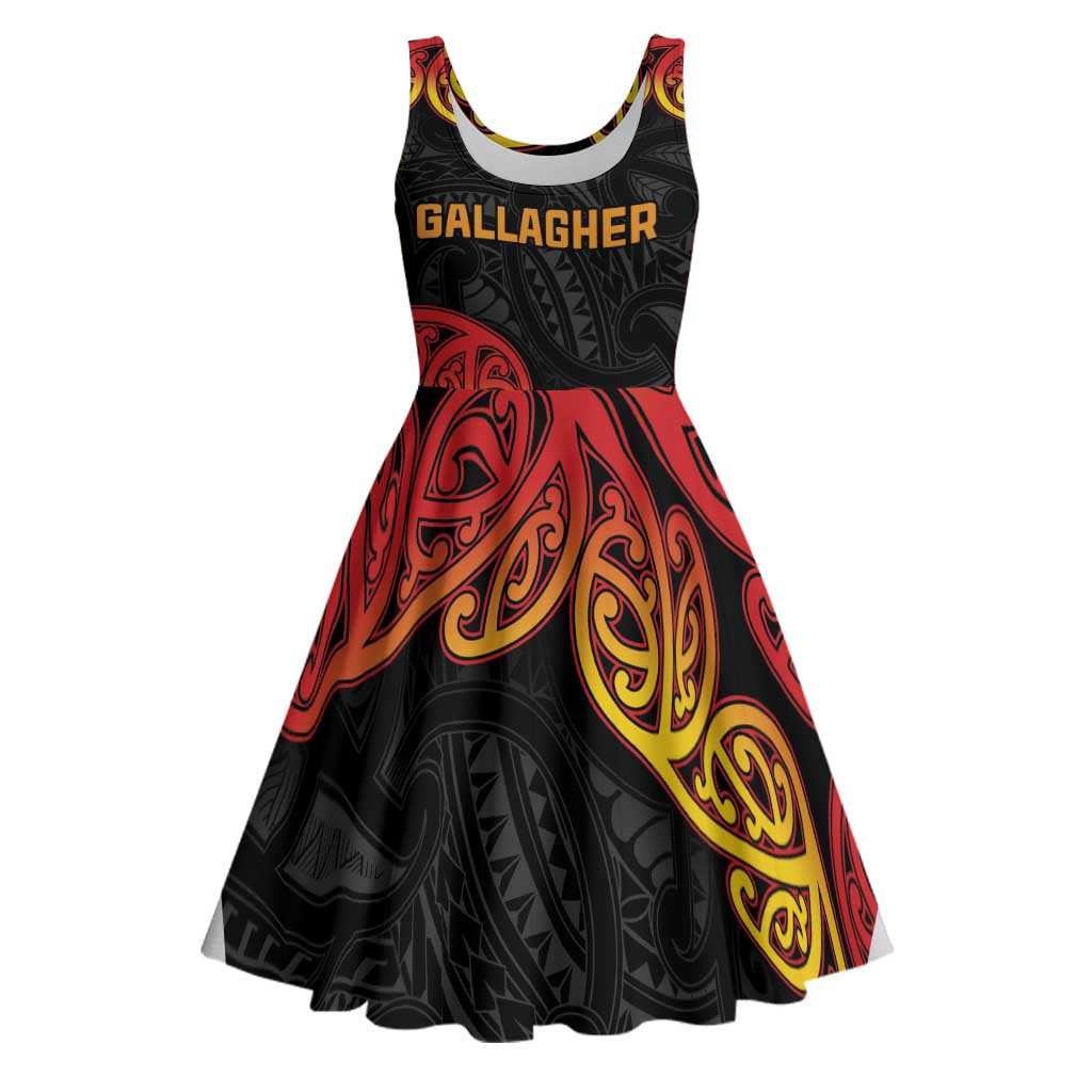 New Zealand Rugby Pacific Custom Midi Dress Rangatira Maori Kowhaiwhai Pattern - Polynesian Pride