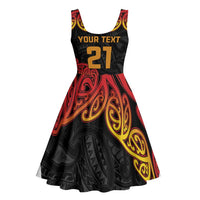New Zealand Rugby Pacific Custom Midi Dress Rangatira Maori Kowhaiwhai Pattern - Polynesian Pride