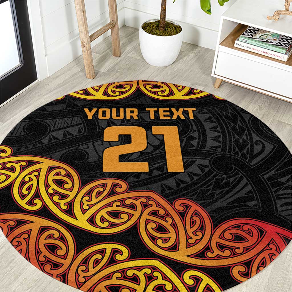 New Zealand Rugby Pacific Custom Round Carpet Rangatira Maori Kowhaiwhai Pattern