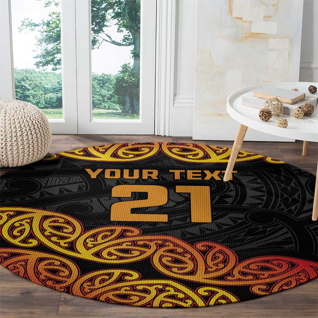New Zealand Rugby Pacific Custom Round Carpet Rangatira Maori Kowhaiwhai Pattern