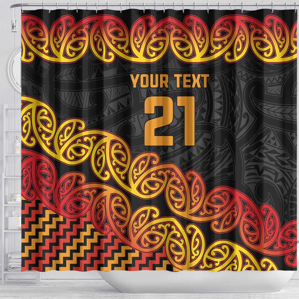 New Zealand Rugby Pacific Custom Shower Curtain Rangatira Maori Kowhaiwhai Pattern