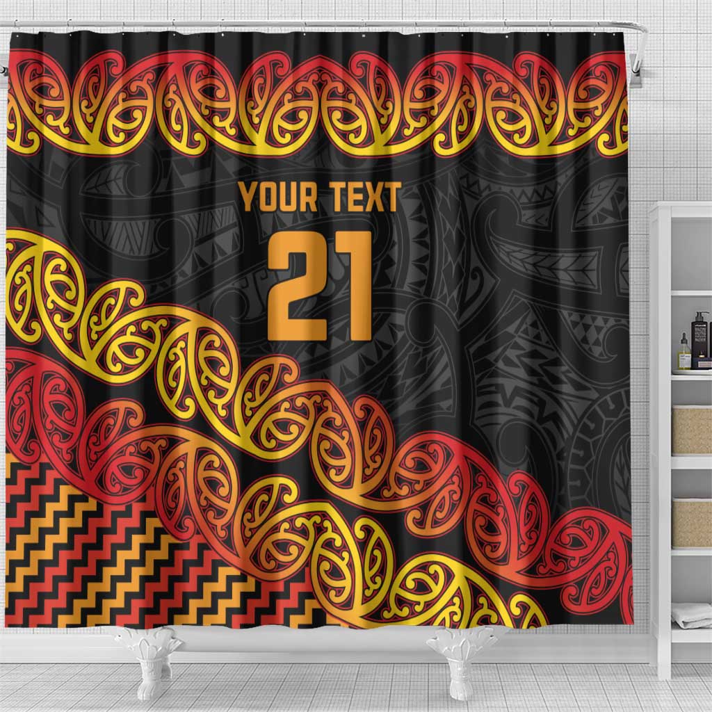 New Zealand Rugby Pacific Custom Shower Curtain Rangatira Maori Kowhaiwhai Pattern