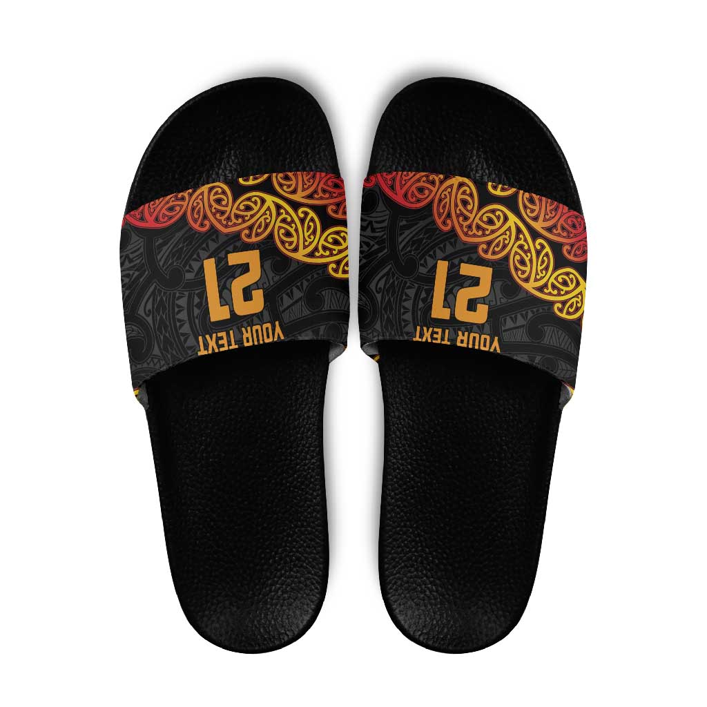 New Zealand Rugby Pacific Custom Slide Sandals Rangatira Maori Kowhaiwhai Pattern - Polynesian Pride