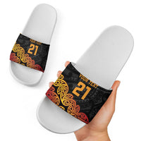 New Zealand Rugby Pacific Custom Slide Sandals Rangatira Maori Kowhaiwhai Pattern - Polynesian Pride