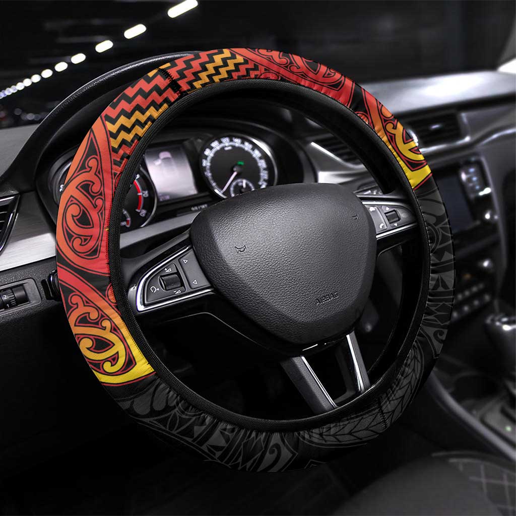 New Zealand Rugby Pacific Steering Wheel Cover Rangatira Maori Kowhaiwhai Pattern