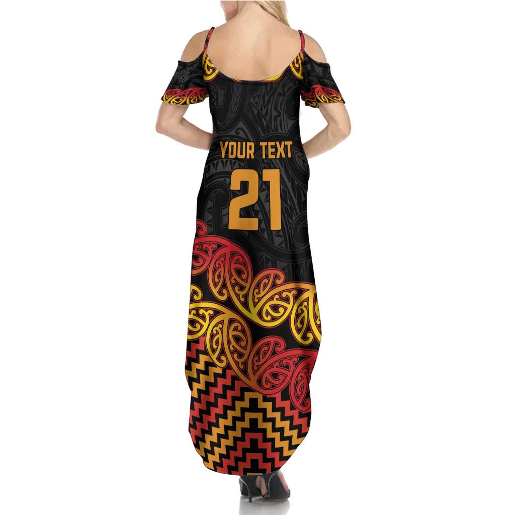 New Zealand Rugby Pacific Custom Summer Maxi Dress Rangatira Maori Kowhaiwhai Pattern