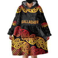 New Zealand Rugby Pacific Custom Wearable Blanket Hoodie Rangatira Maori Kowhaiwhai Pattern