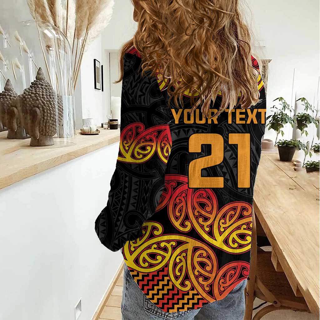 New Zealand Rugby Pacific Custom Women Casual Shirt Rangatira Maori Kowhaiwhai Pattern