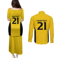 New Zealand Rugby Pacific Custom Couples Matching Puletasi and Long Sleeve Button Shirt Hau Awhiowhio Maori Tribal Tattoo