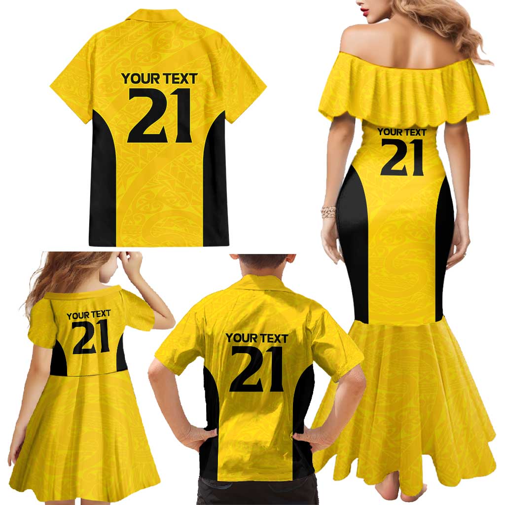 New Zealand Rugby Pacific Custom Family Matching Mermaid Dress and Hawaiian Shirt Hau Awhiowhio Maori Tribal Tattoo