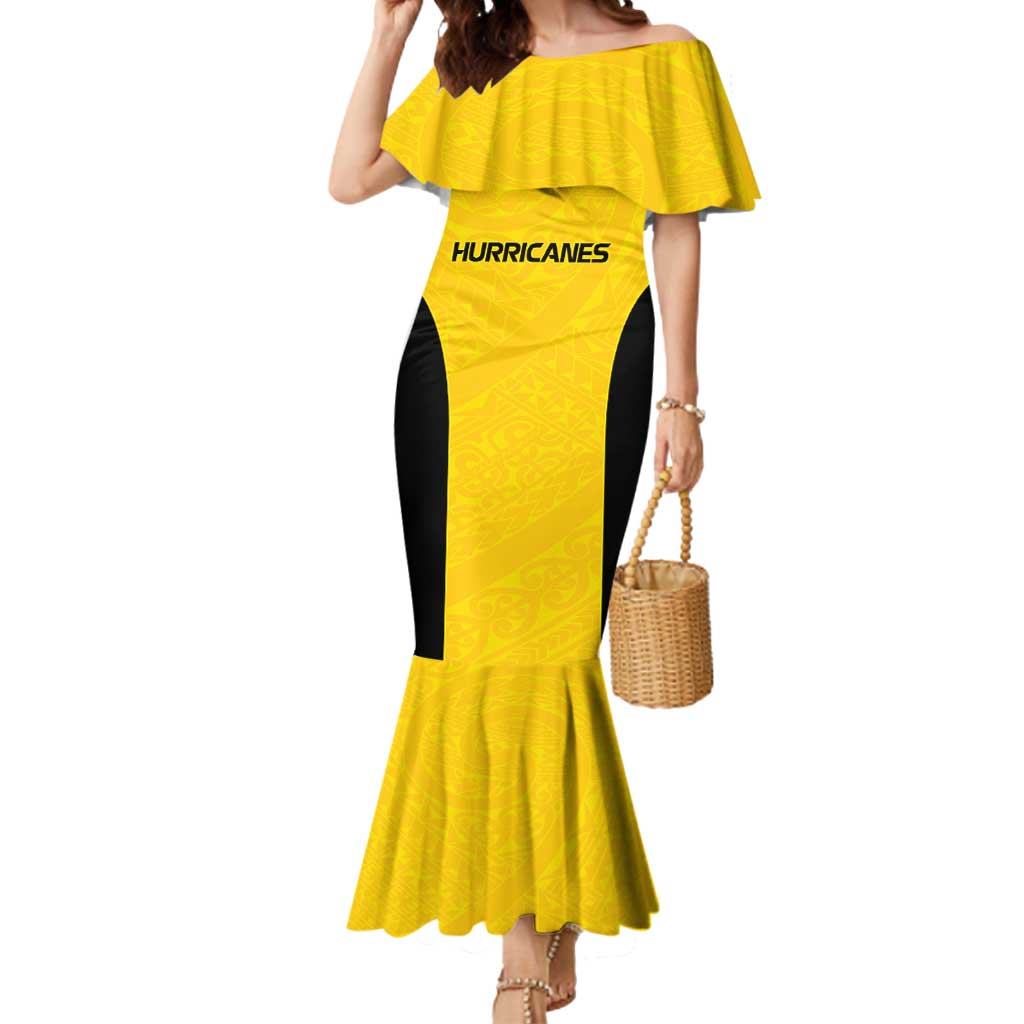 New Zealand Rugby Pacific Custom Mermaid Dress Hau Awhiowhio Maori Tribal Tattoo