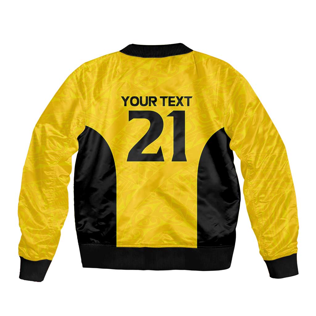 New Zealand Rugby Pacific Custom Sleeve Zip Bomber Jacket Hau Awhiowhio Maori Tribal Tattoo