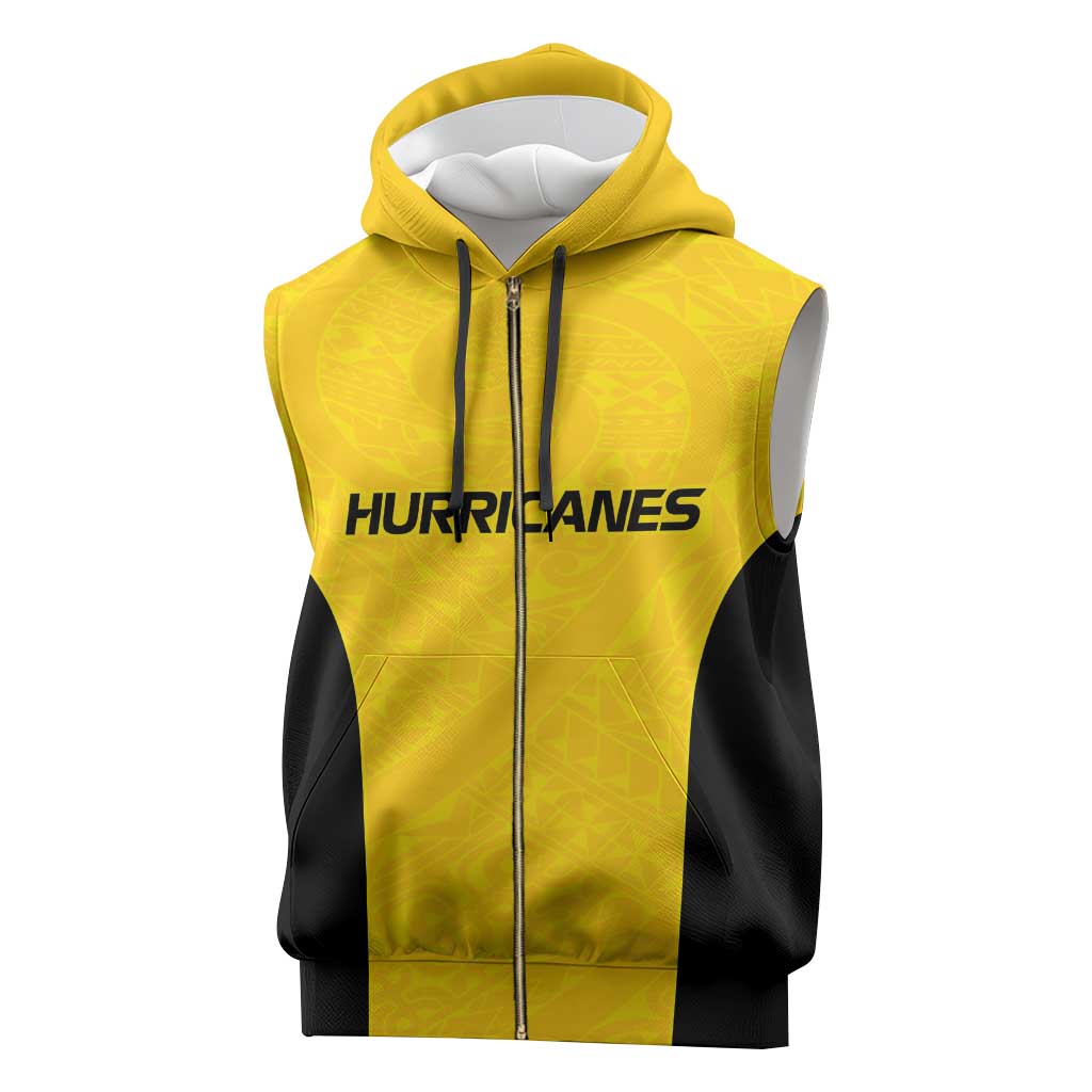 New Zealand Rugby Pacific Custom Sleeveless Zip Hoodie Hau Awhiowhio Maori Tribal Tattoo - Polynesian Pride