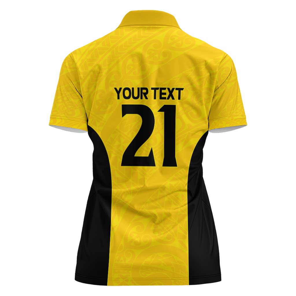 New Zealand Rugby Pacific Custom Women Polo Shirt Hau Awhiowhio Maori Tribal Tattoo