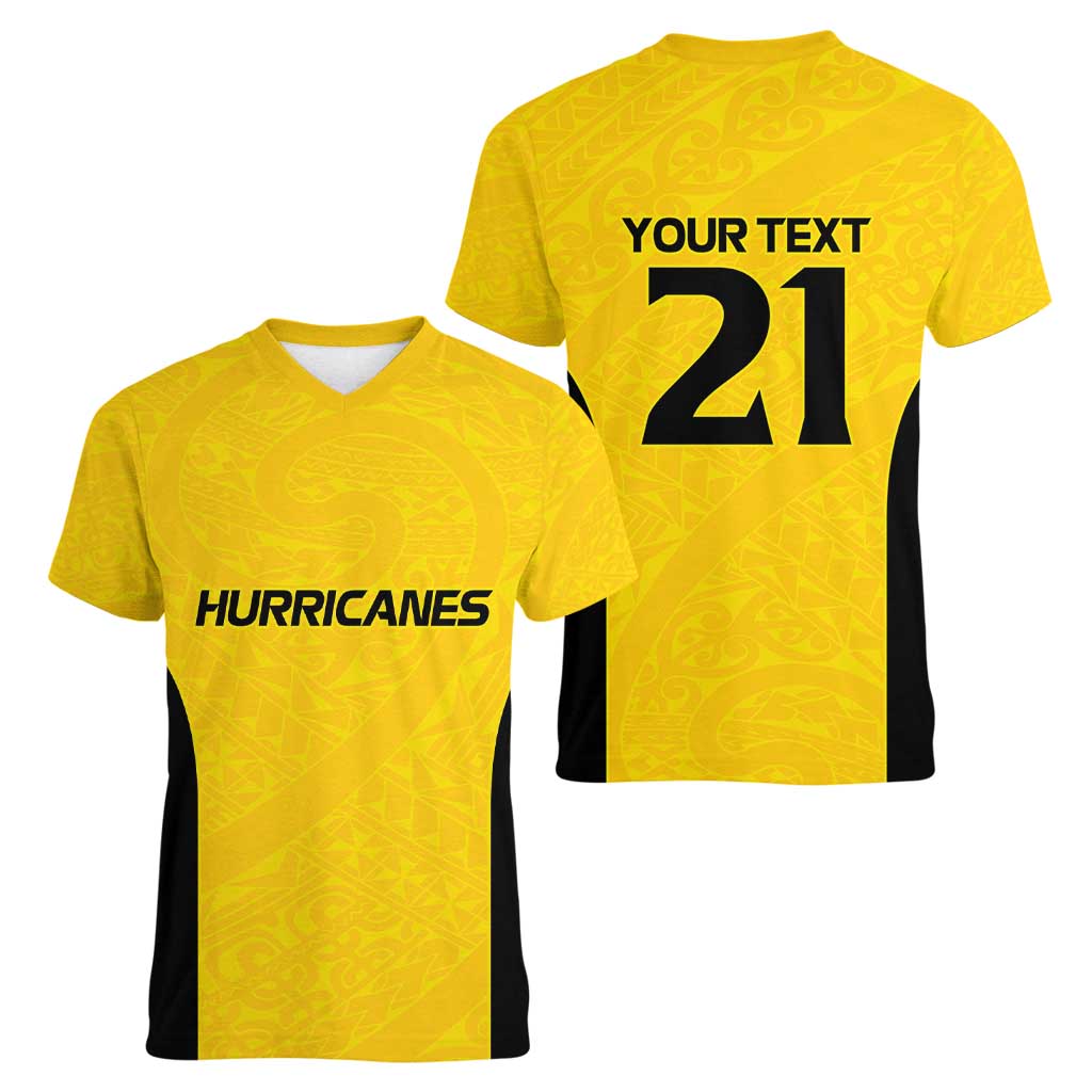 New Zealand Rugby Pacific Custom Women V-Neck T-Shirt Hau Awhiowhio Maori Tribal Tattoo