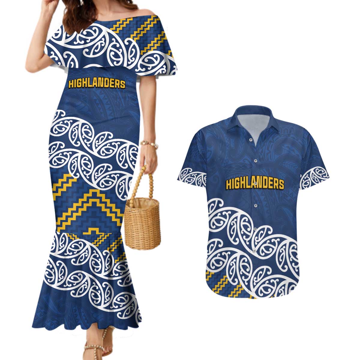New Zealand Rugby Pacific Custom Couples Matching Mermaid Dress and Hawaiian Shirt Kahupeka Maori Kowhaiwhai Pattern