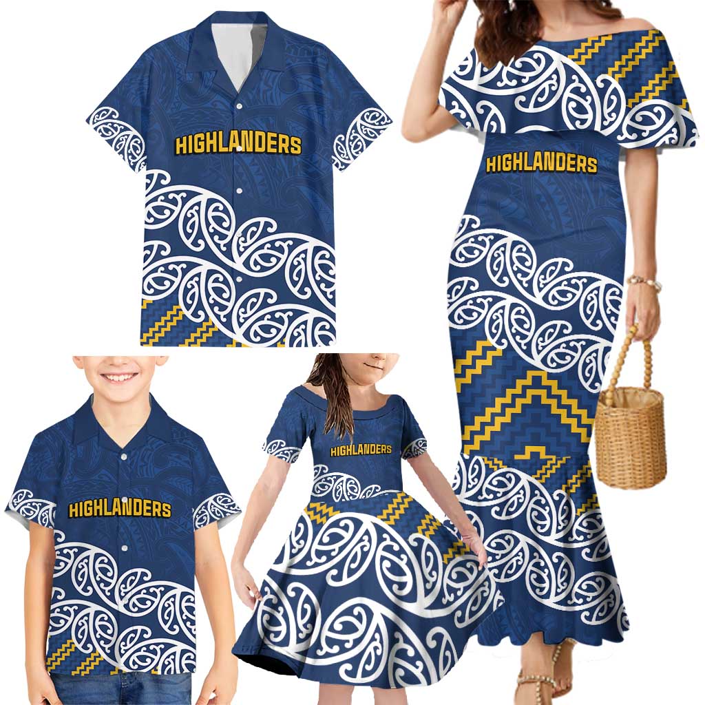 New Zealand Rugby Pacific Custom Family Matching Mermaid Dress and Hawaiian Shirt Kahupeka Maori Kowhaiwhai Pattern