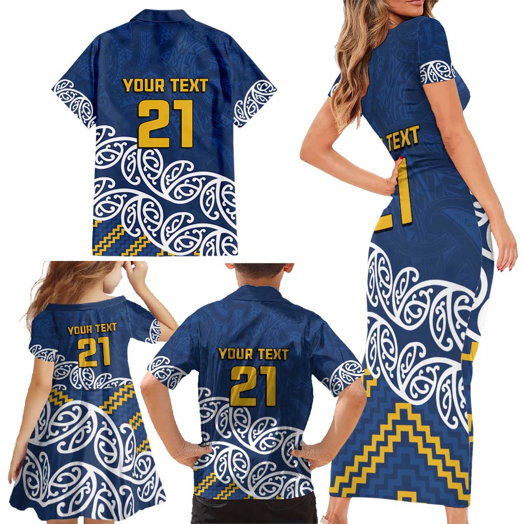 New Zealand Rugby Pacific Custom Family Matching Short Sleeve Bodycon Dress and Hawaiian Shirt Kahupeka Maori Kowhaiwhai Pattern