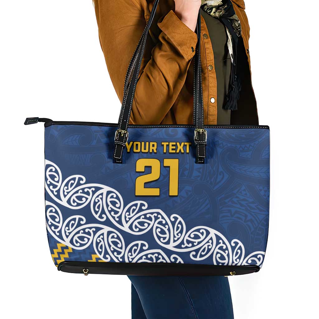 New Zealand Rugby Pacific Custom Leather Tote Bag Kahupeka Maori Kowhaiwhai Pattern