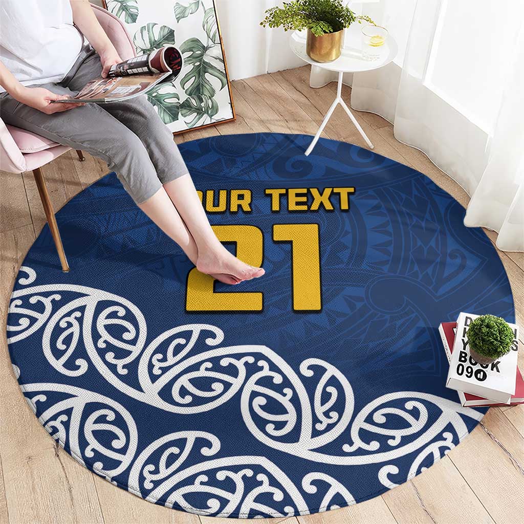 New Zealand Rugby Pacific Custom Round Carpet Kahupeka Maori Kowhaiwhai Pattern