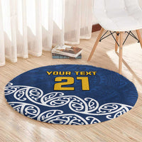 New Zealand Rugby Pacific Custom Round Carpet Kahupeka Maori Kowhaiwhai Pattern